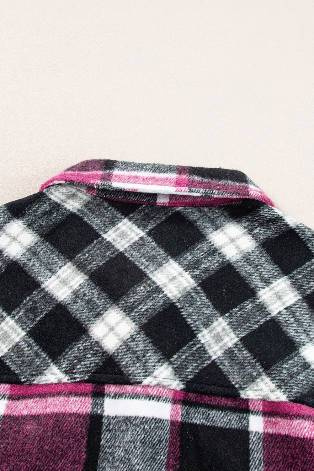 Black Plaid Colorblock Loose Shacket Plaid Shackets JT's Designer Fashion