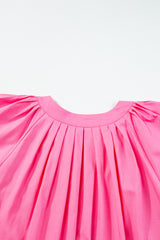Bonbon Split V Neck Short Flutter Sleeve Pleated Shift Dress Mini Dresses JT's Designer Fashion
