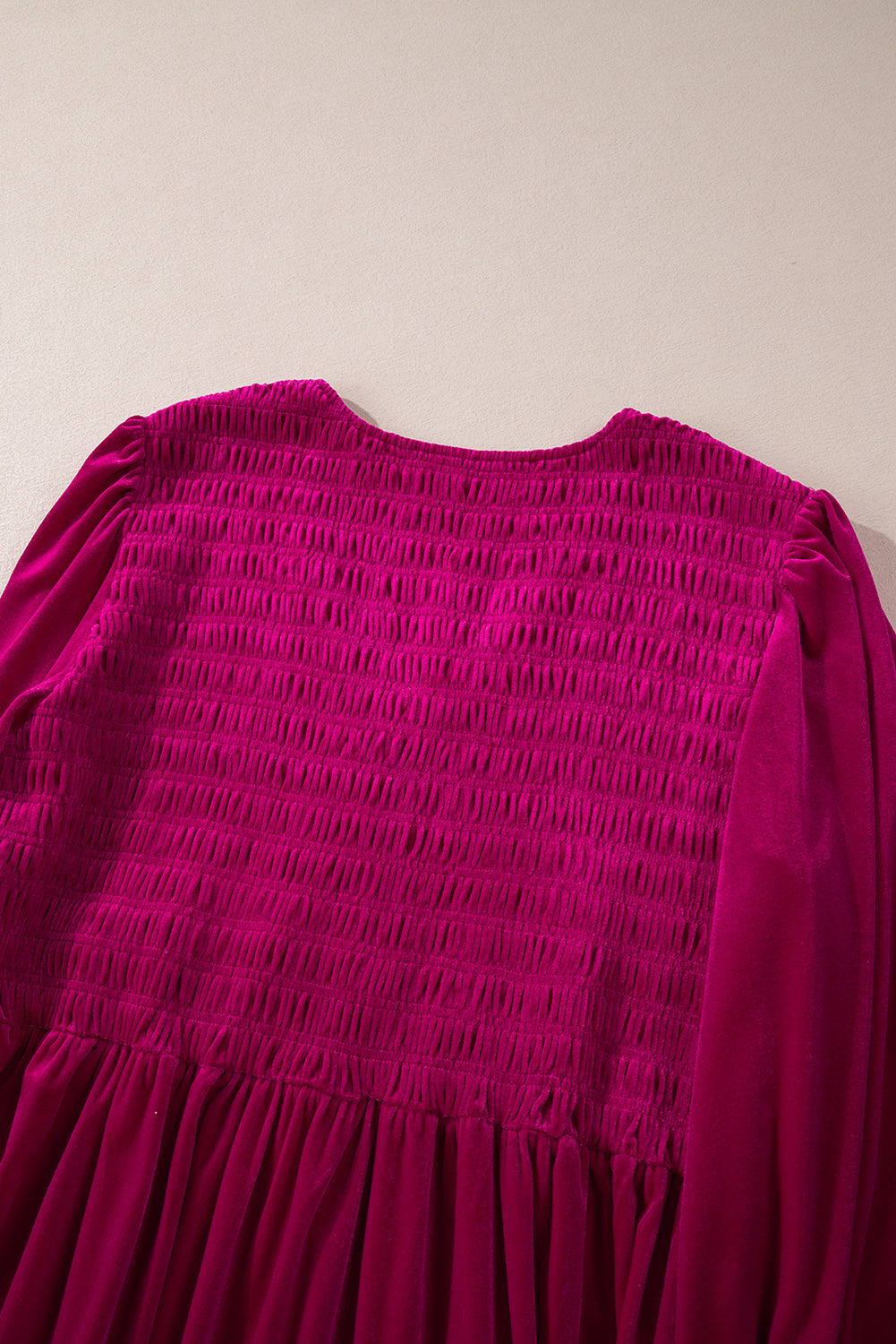 Rose Red Shirred V Neck Tiered Ruffled Velvet Plus Size Maxi Dress Plus Size Dresses JT's Designer Fashion
