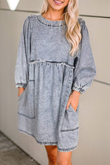 Beau Blue Light Wash High Waist Loose Fit Denim Mini Dress Mini Dresses JT's Designer Fashion