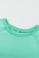 Green French Terry Cotton Blend Pullover Sweatshirt Sweatshirts & Hoodies JT's Designer Fashion