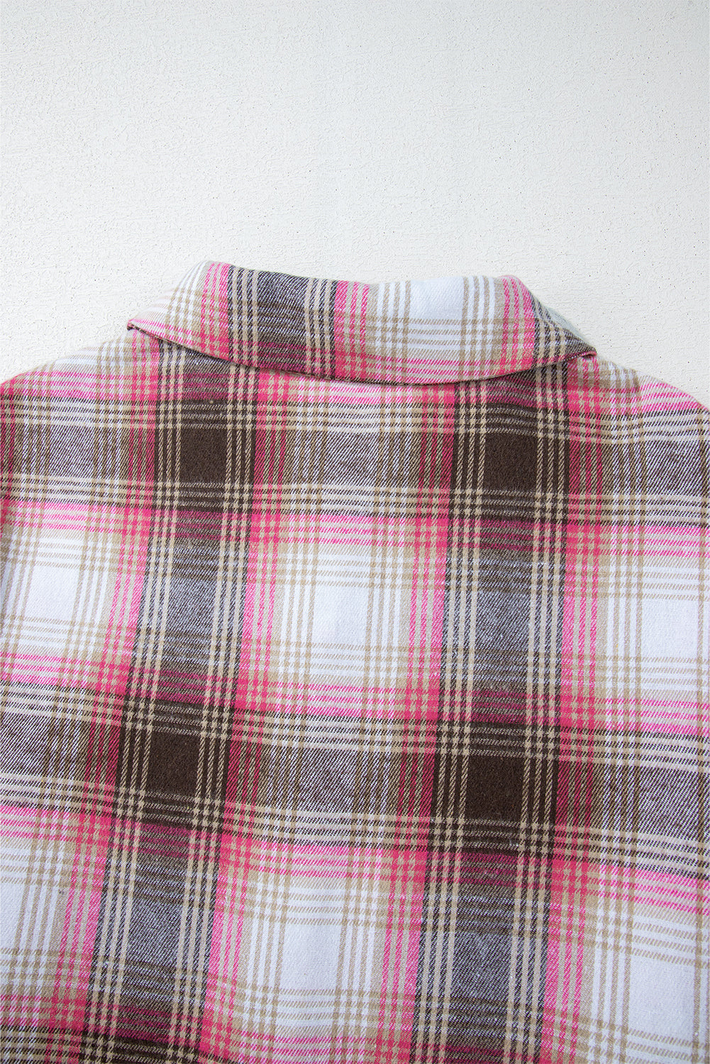 Pink Plaid Flap Pocket Button Up Shacket Plaid Shackets JT's Designer Fashion