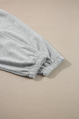 Light Grey Solid Color Fleece Lined Drawstring Waist Joggers Pants & Culotte JT's Designer Fashion