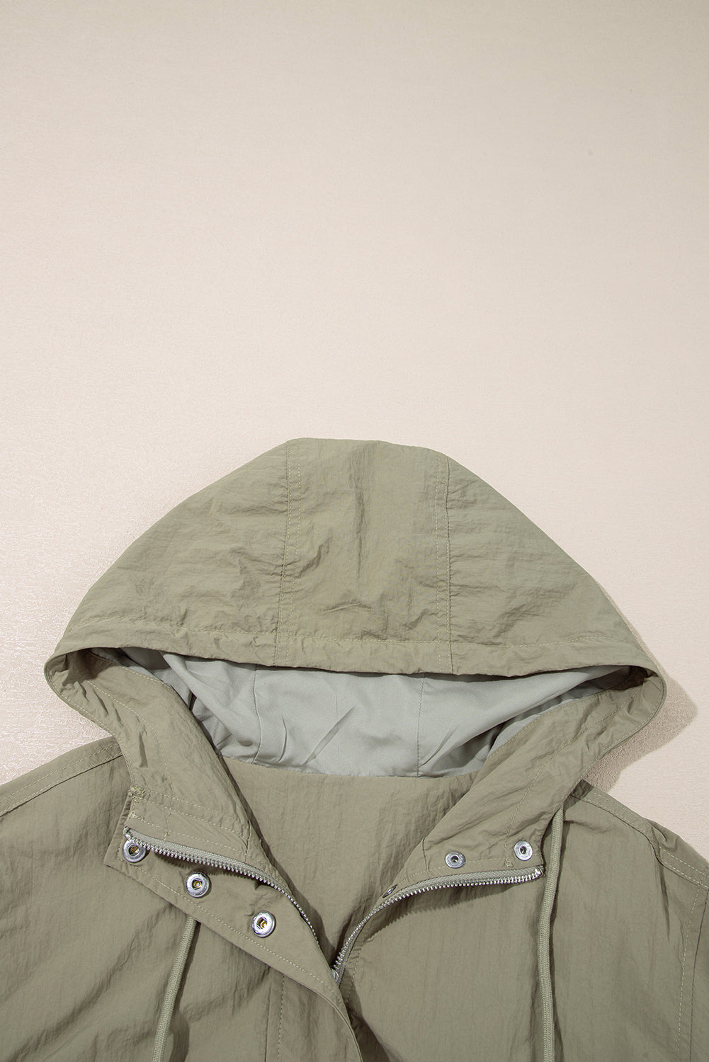 Laurel Green Zipped Pocket Cropped Hooded Utility Jacket Jackets JT's Designer Fashion