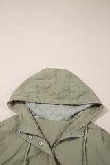 Laurel Green Zipped Pocket Cropped Hooded Utility Jacket Jackets JT's Designer Fashion