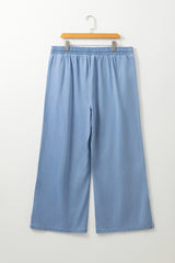 Beau Blue Casual Wide Slit Leg High Waist Loose Plus Size Jeans Plus Size Bottoms JT's Designer Fashion