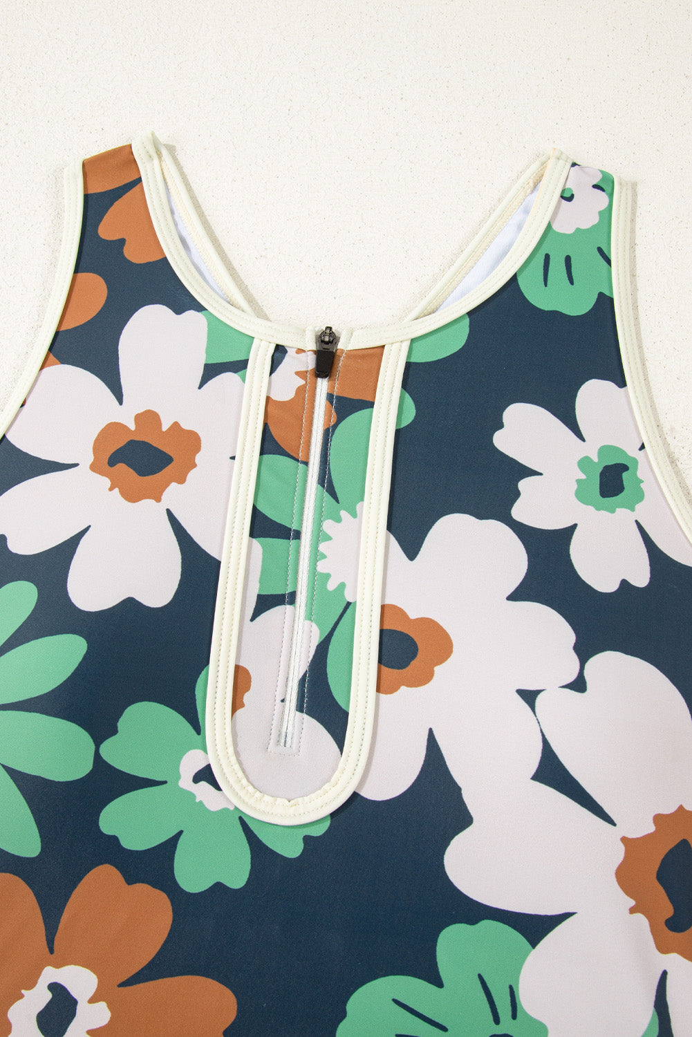 Blue Flower Zip up Racerback High Waisted Bikini Bikinis JT's Designer Fashion