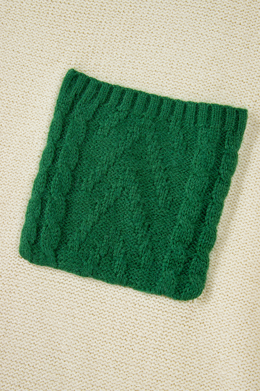 Mist Green Plus Size Cable Knit Color Block Drop Shoulder Sweater Plus Size Sweaters & Cardigans JT's Designer Fashion