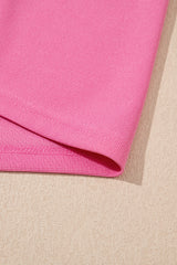 Bright Pink Textured Pearled Ruffle Sleeve Top 2 Piece Shorts Set Short Sets JT's Designer Fashion