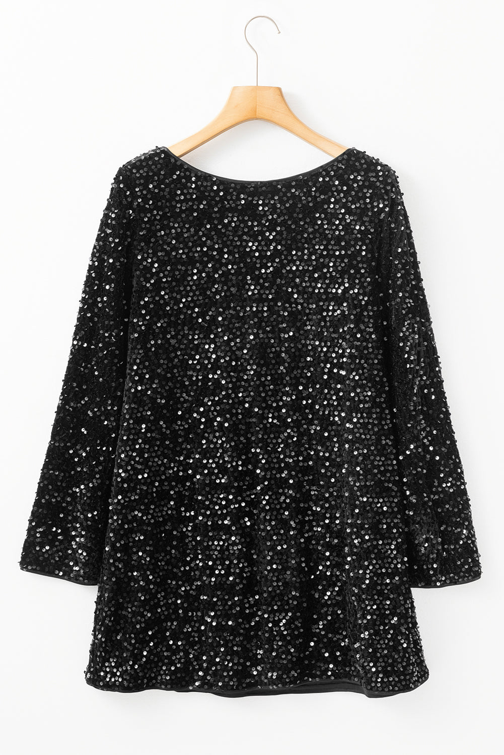 Black Sequin Long Sleeve Knot Cutout Back Mini Dress Mini Dresses JT's Designer Fashion