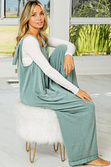 Moonlight Jade Corded Tie Straps V Neck Wide Leg Jumpsuit Jumpsuits & Rompers JT's Designer Fashion
