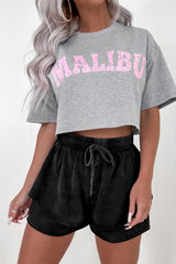 Black Mineral Wash French Terry High Waist Casual Shorts Casual Shorts JT's Designer Fashion