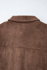 Chestnut Corduroy Flap Pocket Button Up Shacket Jackets JT's Designer Fashion