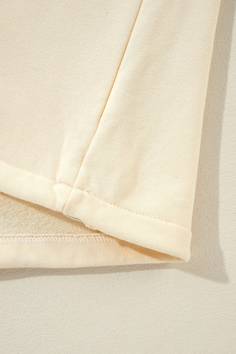 Beige Fleece Lined Half Zipper Kangaroo Pockets Loose Hoodie Sweatshirts & Hoodies JT's Designer Fashion