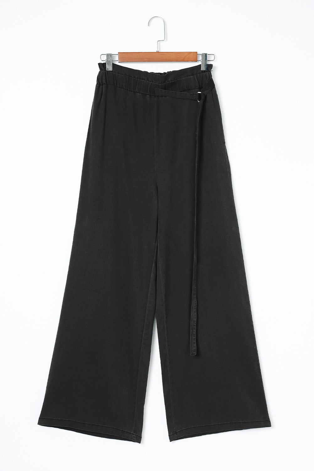 Black High Waist Pocketed Wide Leg Tencel Jeans Jeans JT's Designer Fashion