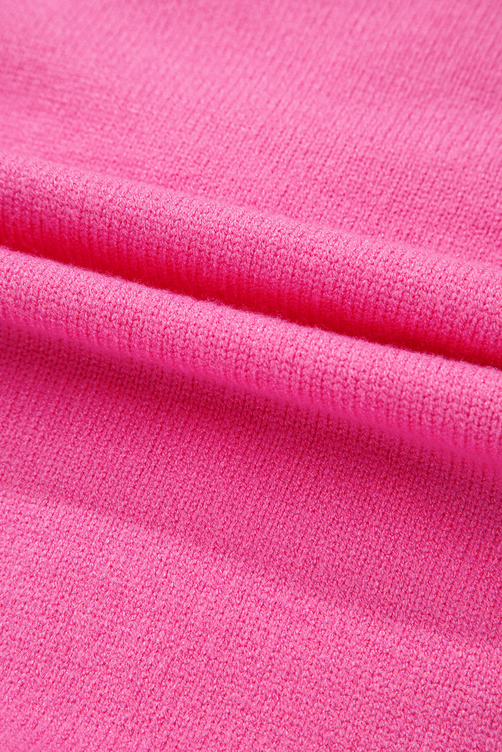 Bright Pink Corded Flower Bow Ribbed Trim Casual Sweater Sweaters JT's Designer Fashion