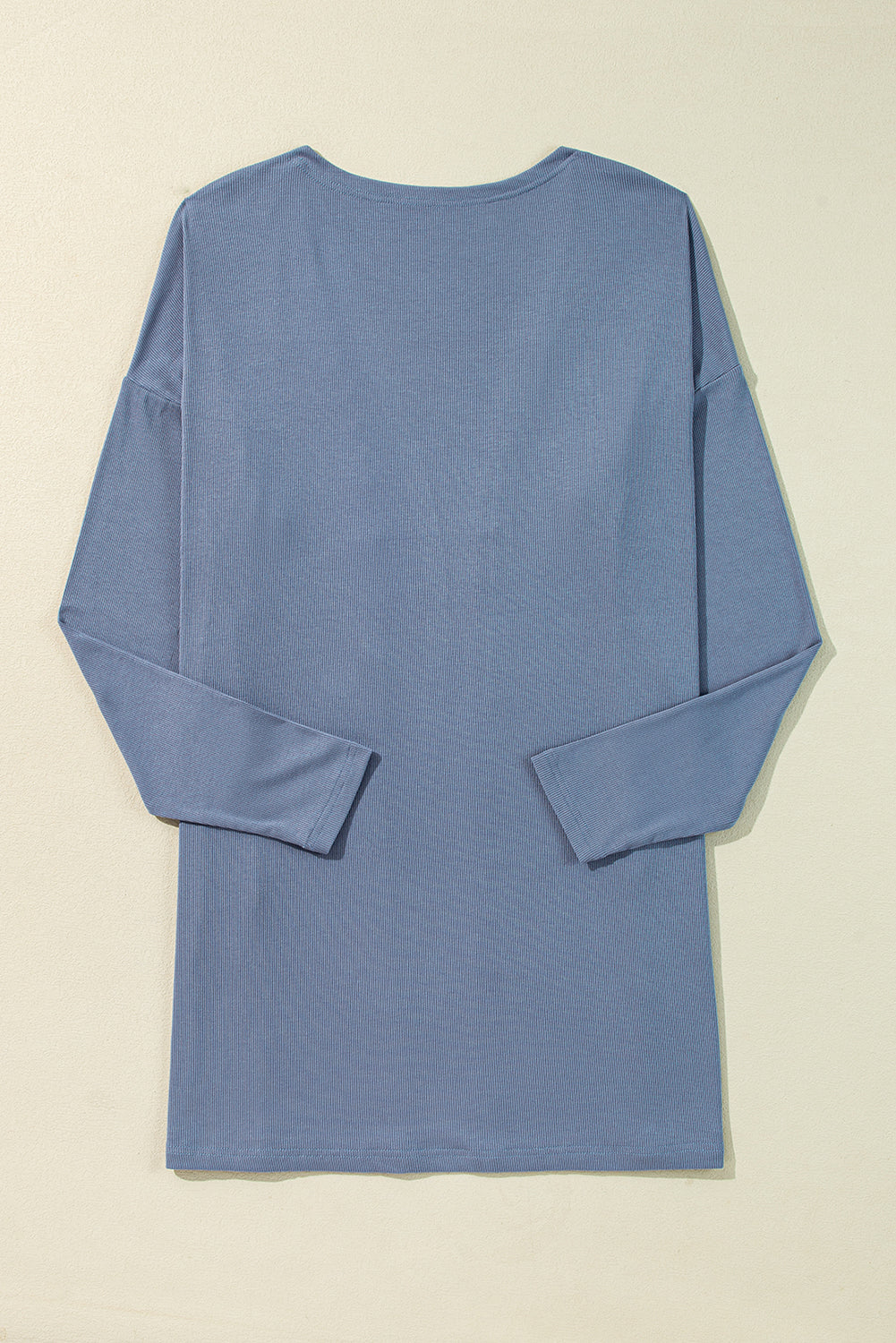 Ashleigh Blue Solid Color Rib Knit Open Front Tunic Cardigan Cardigans JT's Designer Fashion