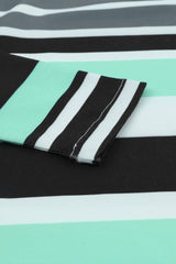Green Striped Drawstring Long Sleeve Hoodie Sweatshirts & Hoodies JT's Designer Fashion