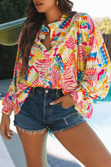 Orange Abstract Printed High Low Oversized Shirt Blouses & Shirts JT's Designer Fashion