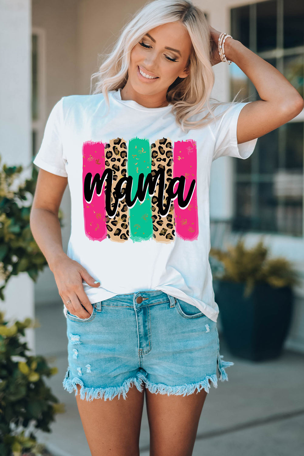 White Mama Leopard Brush Stroke Graphic T Shirt Graphic Tees JT's Designer Fashion
