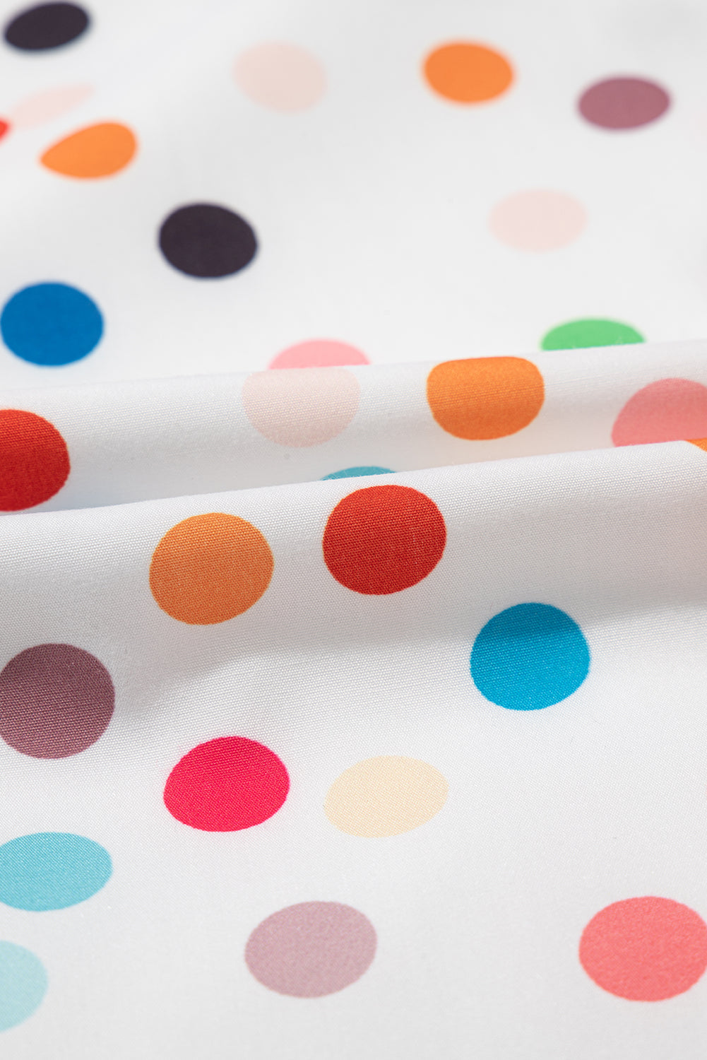 White Polka Dot Print Bubble Sleeve Button Up Plus Size Shirt Dress Plus Size Mini Dresses JT's Designer Fashion