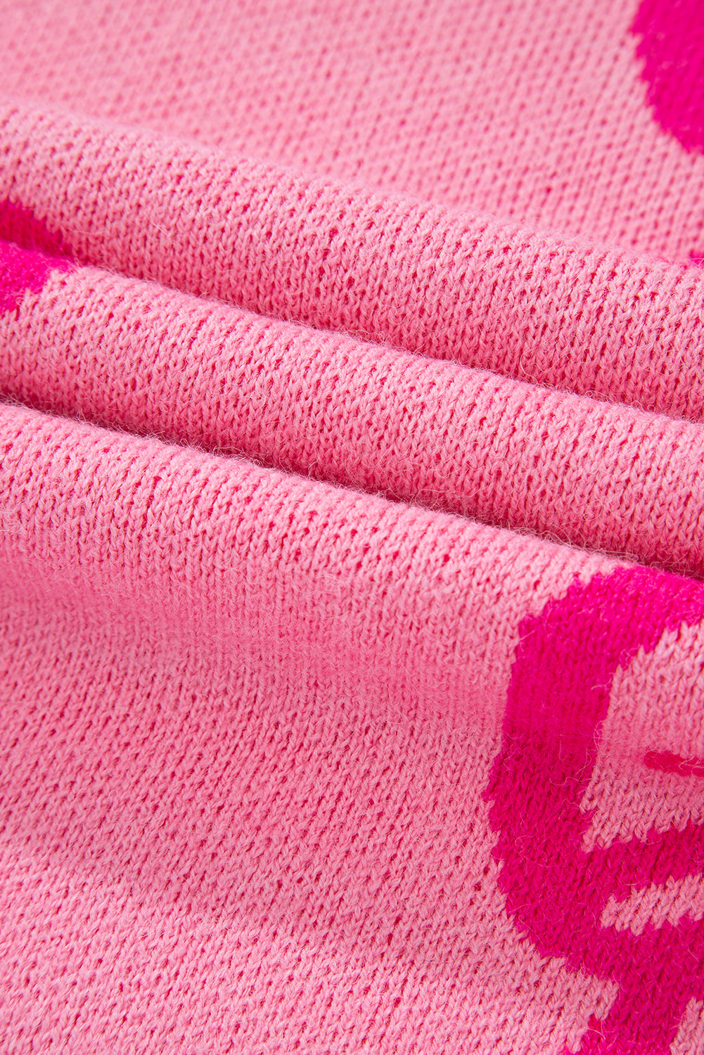 Pink Bow Pattern Drop Shoulder Loose Sweater Sweaters JT's Designer Fashion