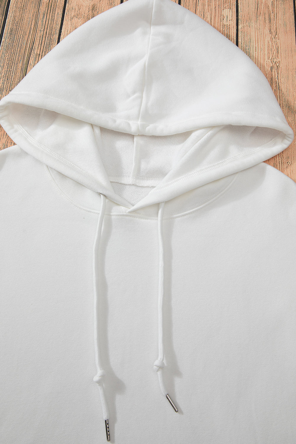 White Fleece Lined Kangaroo Pocket Drawstring Chunky Hoodie Sweatshirts & Hoodies JT's Designer Fashion