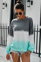 Gray Color Block Tie Dye Pullover Sweatshirt Sweatshirts & Hoodies JT's Designer Fashion
