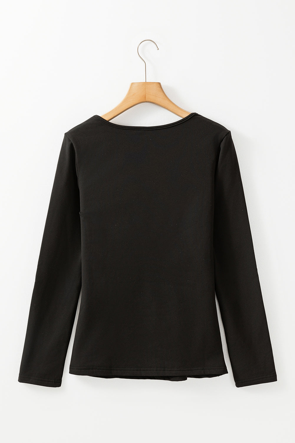 Black Solid Scoop Neck Slim Fit Thermal Top Long Sleeve Tops JT's Designer Fashion