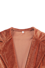 Brown Retro Velvet Long Sleeve Pocket Coat Coats JT's Designer Fashion