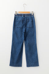 Sail Blue Mineral Wash Drawstring Elastic Waistband Loose Straight Denim Pants Jeans JT's Designer Fashion