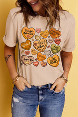 Khaki Candy Heart Thanksgiving Graphic Tee Graphic Tees JT's Designer Fashion