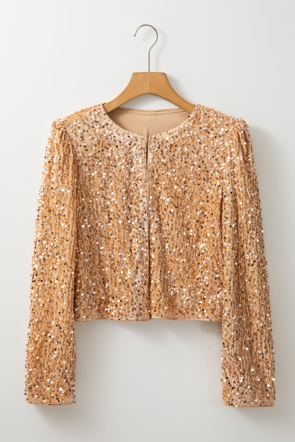Golden Fleece Sequined Open Front Cropped Jacket Jackets JT's Designer Fashion