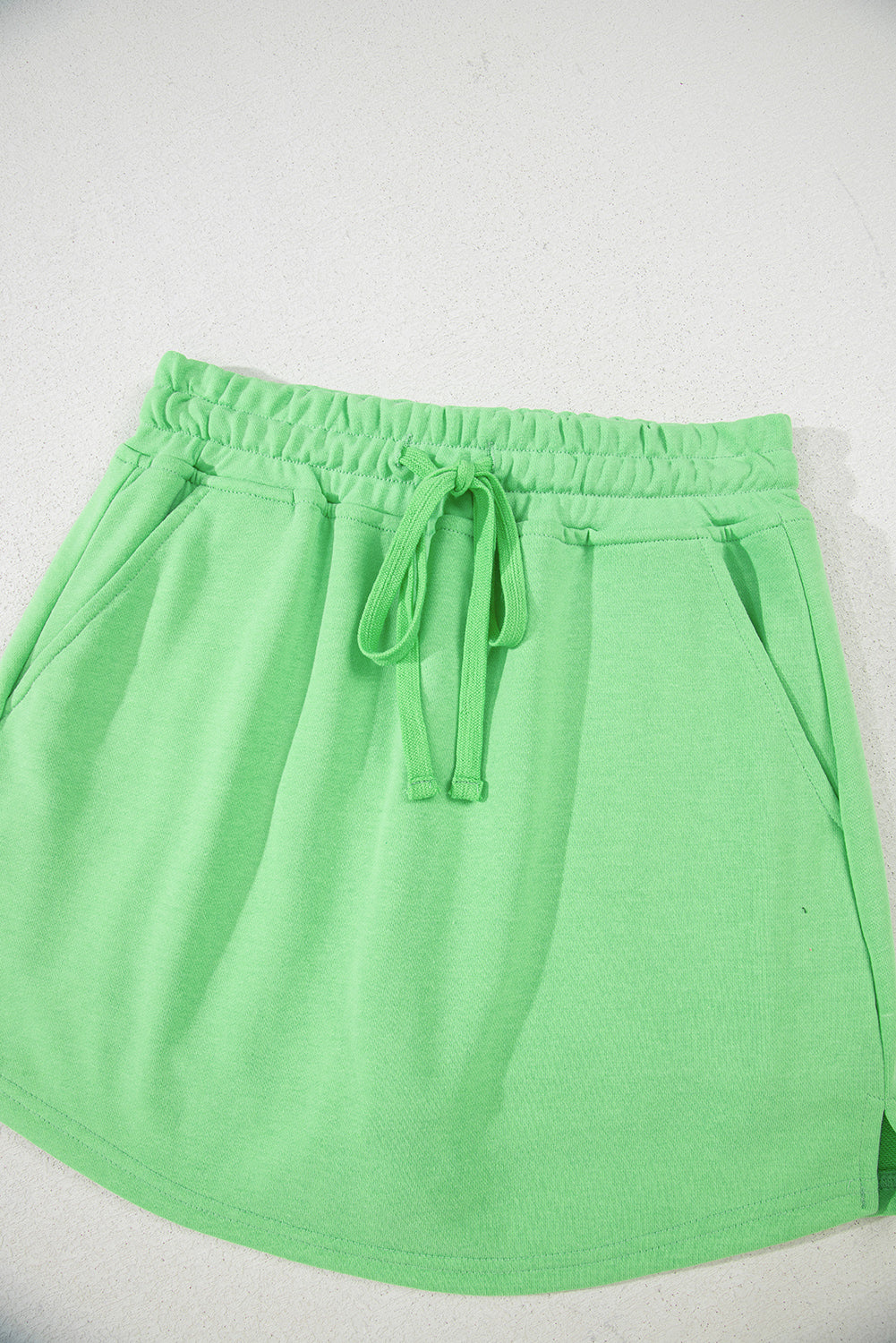 Light Green French Terry Drawstring Mini Skort with Pockets Skirts & Petticoat JT's Designer Fashion