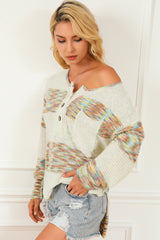 Multicolor Space Dye Henley Knit Sweater Sweaters & Cardigans JT's Designer Fashion