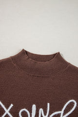 Coffee Western Howdy Boot Graphic High Neck Sweater Sweaters JT's Designer Fashion
