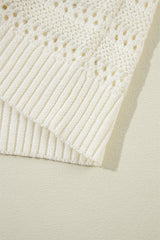 White Pointelle Knit Raglan Sleeve Hooded Sweater Sweaters JT's Designer Fashion