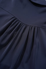 Navy Blue Collared V Neck Flutter Sleeve Tiered Plus Size Dress Plus Size Mini Dresses JT's Designer Fashion