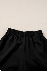 Black Ricrac Trim Tank Top Elastic Waist Shorts Set Short Sets JT's Designer Fashion