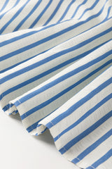 Sky Blue Stripe Knotted Bracelet Sleeve Notched Neck Shift Mini Dress Mini Dresses JT's Designer Fashion