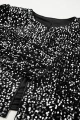 Black Sequined Open Front Cropped Jacket Jackets JT's Designer Fashion