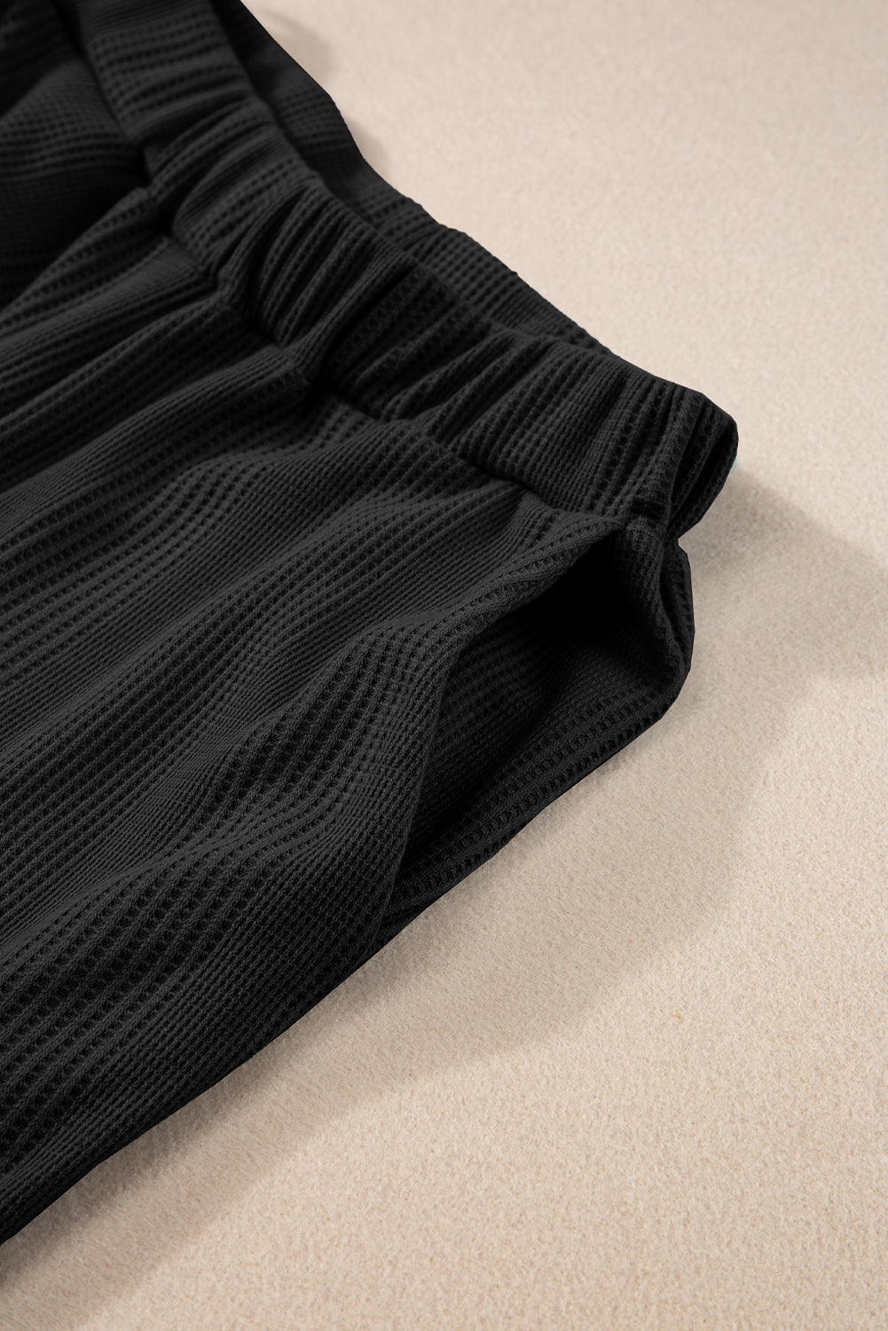 Black Solid Color Ribbed Ruffle Tank Top and Pants Set Pant Sets JT's Designer Fashion