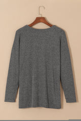 Gray Heather Knit Pocketed Button Front Cardigan Sweaters & Cardigans JT's Designer Fashion