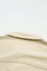 Button Up Pockets Striped Color Block Corduroy Jacket Jackets JT's Designer Fashion
