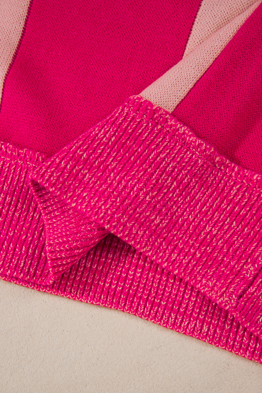 Rose Red Mixed Checkered Pattern Drop Shoulder Loose Sweater Sweaters JT's Designer Fashion