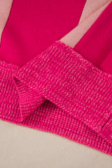 Rose Red Mixed Checkered Pattern Drop Shoulder Loose Sweater Sweaters JT's Designer Fashion