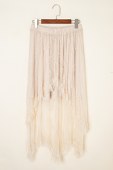 Apricot Lace Cascading Tiered High Waist Maxi Skirt Skirts & Petticoat JT's Designer Fashion