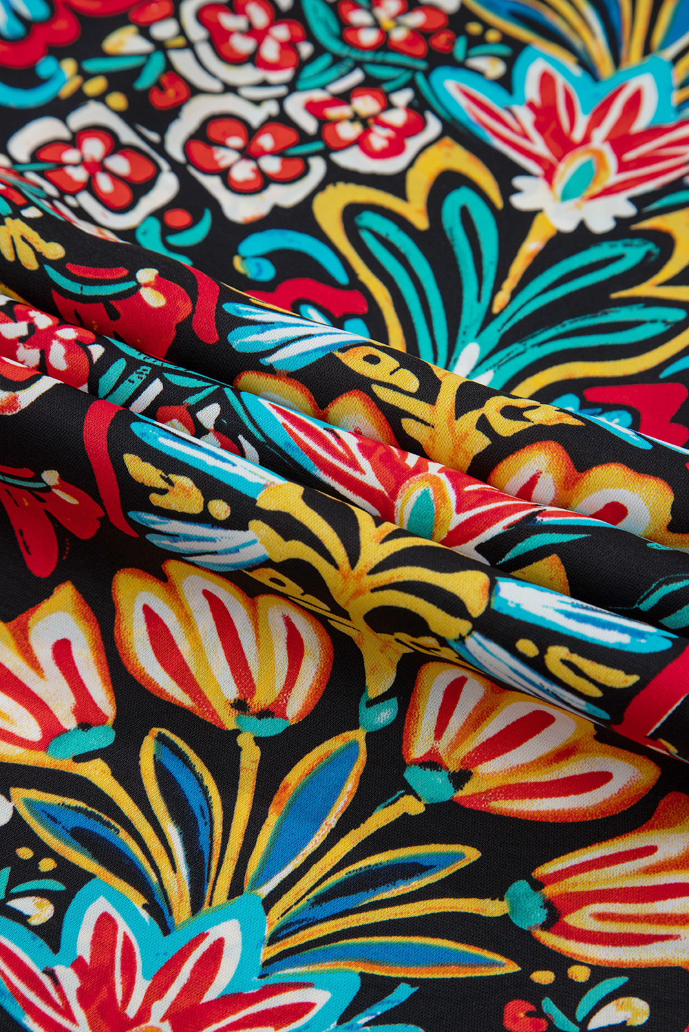 Black Boho Floral Print Thin Straps Sleeveless High Waist Maxi Dress Floral Dresses JT's Designer Fashion