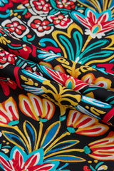 Black Boho Floral Print Thin Straps Sleeveless High Waist Maxi Dress Floral Dresses JT's Designer Fashion