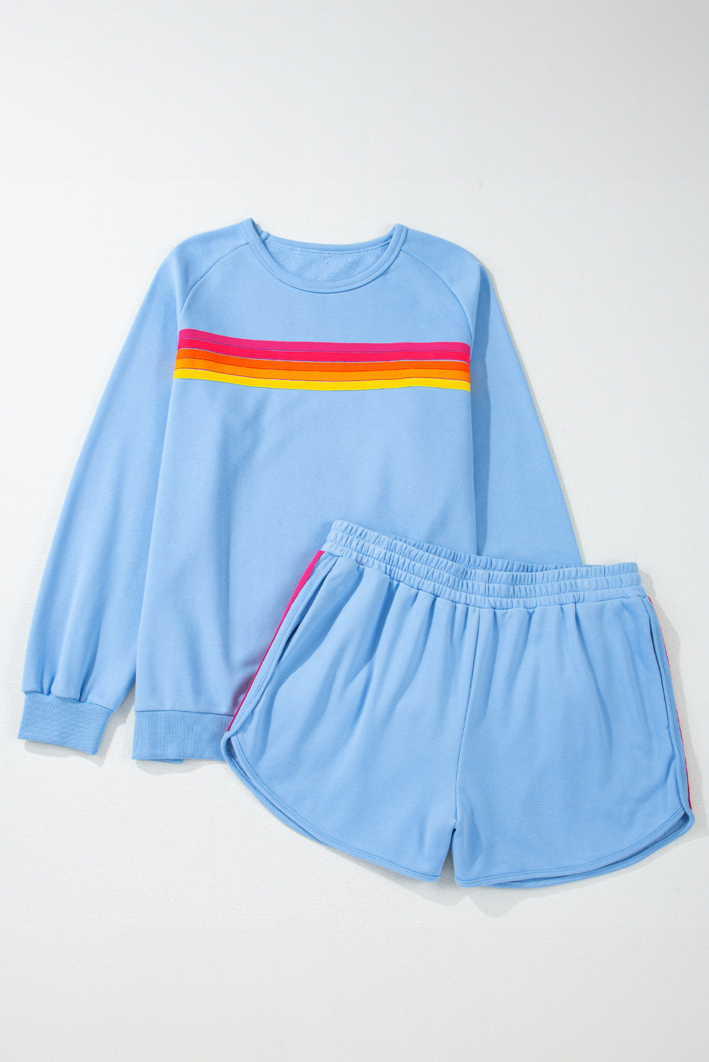 Beau Blue Accent Pullover and Shorts Two Piece Casual Set Short Sets JT's Designer Fashion